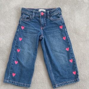 Billieblush Girls Denim Pants with Hot Pink Heart Embroidery size 3T